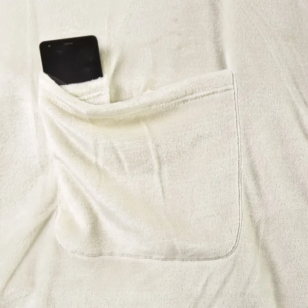 Deka s rukávmi DecoKing Lazy krémová, veľkosť 150x180