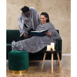 Deka s rukávmi DecoKing Lazy oceľová, veľkosť 170x200