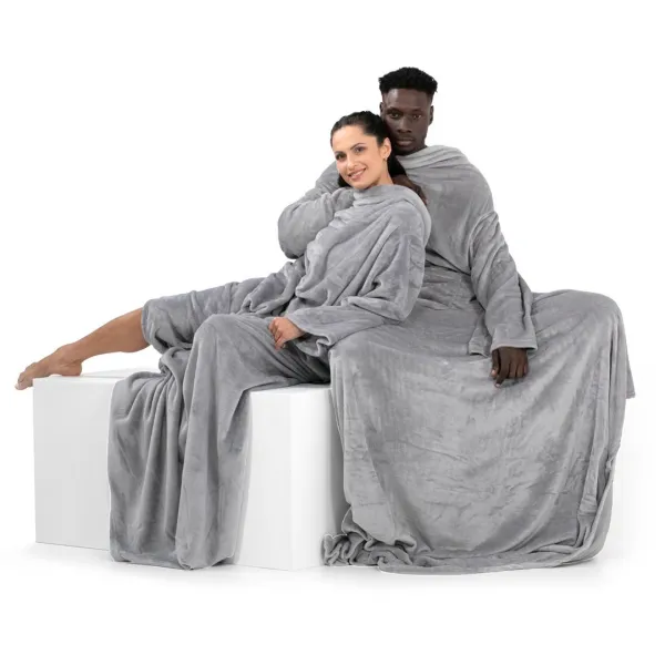 Deka s rukávmi DecoKing Lazy oceľová, veľkosť 170x200