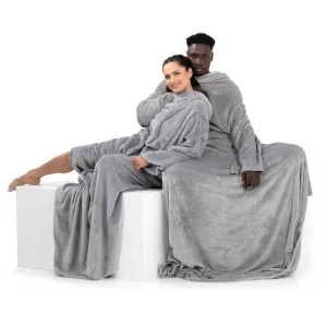 Deka s rukávmi DecoKing Lazy oceľová, veľkosť 170x200