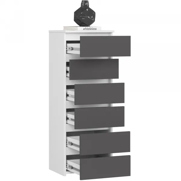 Ak furniture Komoda CL6 40 m bílá/grafitově šedá