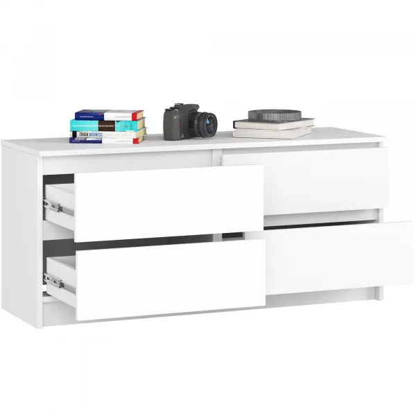 Ak furniture Komoda KIPS 4 zásuvky biela