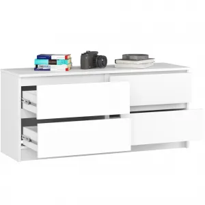 Ak furniture Komoda KIPS 4 zásuvky biela