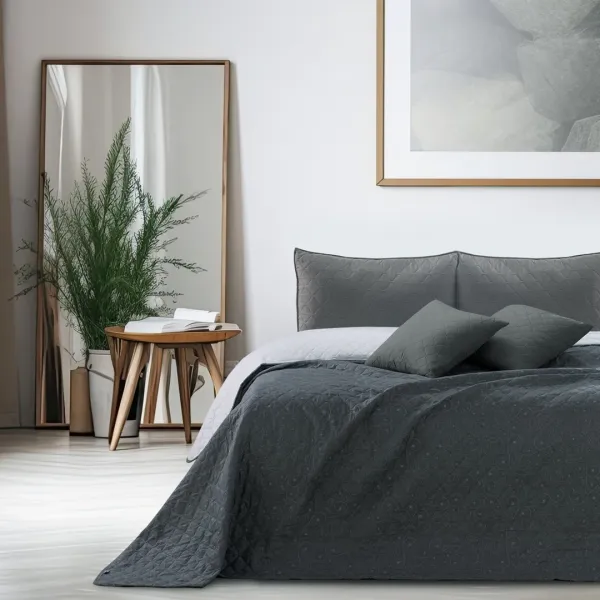 Obojstranný prehoz z mikrovlákna DecoKing Brigha bielo-sivý, veľkosť 170x270