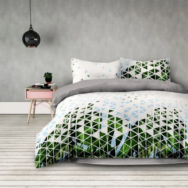 Posteľná bielizeň z mikrovlákna AmeliaHome Basic Tropical bielo-zelená, veľkosť 155x220*2+80x80*2
