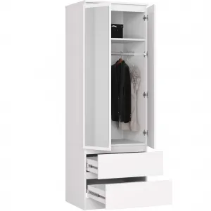 Ak furniture Šatníková skriňa Star so zrkadlom 60 cm biela