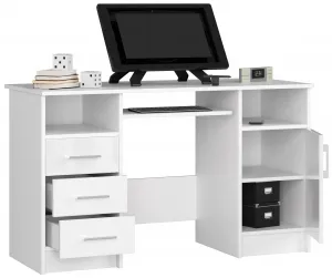 Ak furniture Volně stojící psací stůl Ana 124 cm bílý lesk