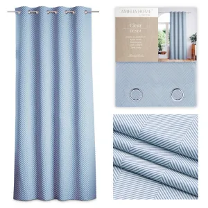 Záves AmeliaHome Clear s priechodkami 140x250 modrý/biely