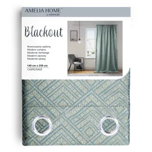 Záves AmeliaHome CASPE s priechodkami 140x250 cm šalviový, veľkosť 140x250