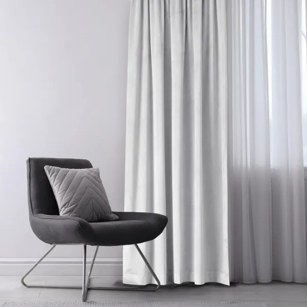 Záves AmeliaHome Velvet s multifunkčnou páskou biely, veľkosť 140x270