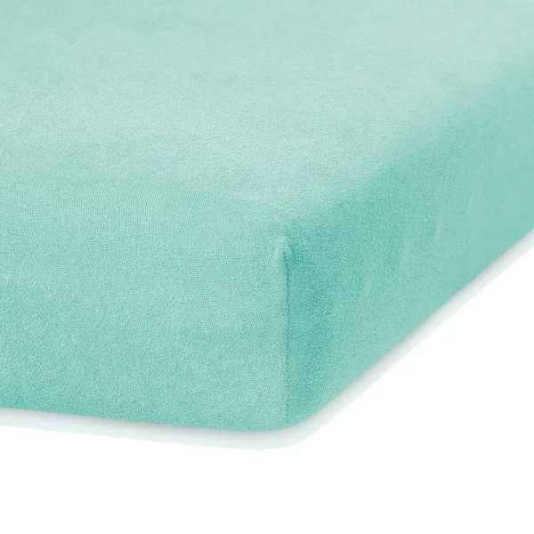 Froté prestieradlo s gumou AmeliaHome Ruby mätové, veľkosť 160-180x200+30