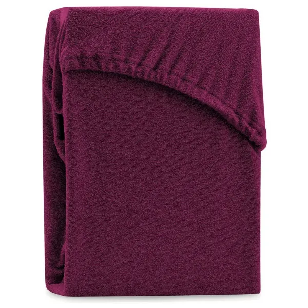 Froté prestieradlo s gumou AmeliaHome Ruby višňové, veľkosť 140-160x200