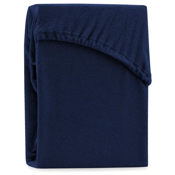 Froté prestieradlo s gumou AmeliaHome Ruby tmavomodré, veľkosť 80-90x200