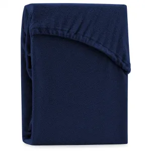 Froté prestieradlo s gumou AmeliaHome Ruby tmavomodré, veľkosť 80-90x200