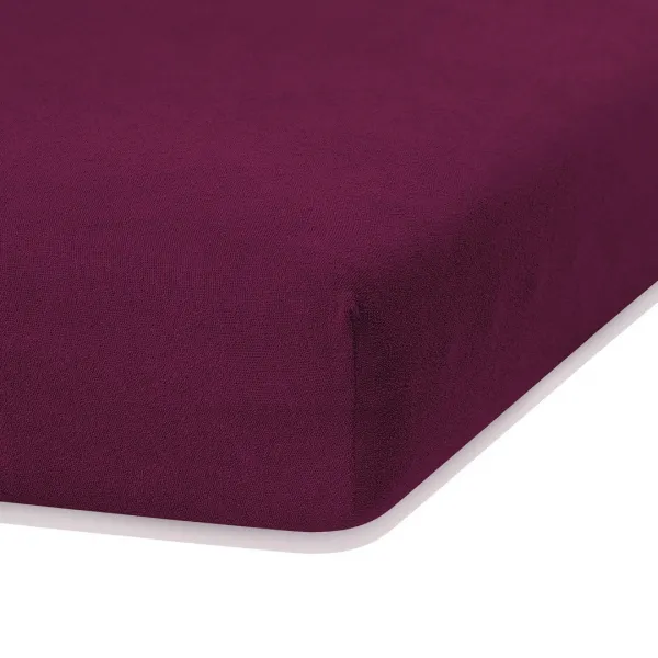 Froté prestieradlo s gumou AmeliaHome Ruby višňové, veľkosť 140-160x200