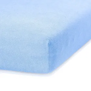 Froté prestieradlo s gumou AmeliaHome Ruby svetlomodré, veľkosť 80-90x200