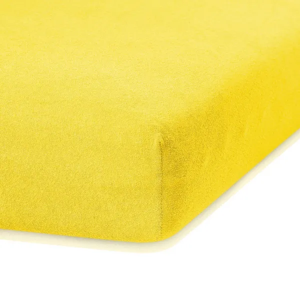 Froté prestieradlo s gumou AmeliaHome Ruby žlté, veľkosť 140-160x200