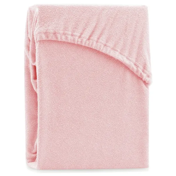 Froté prestieradlo s gumou AmeliaHome Ruby svetloružové, veľkosť 100-120x200