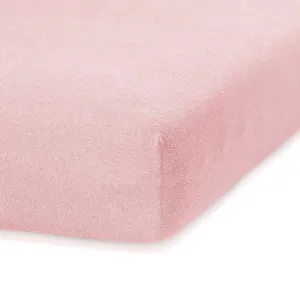 Froté prestieradlo s gumou AmeliaHome Ruby svetloružové, veľkosť 100-120x200