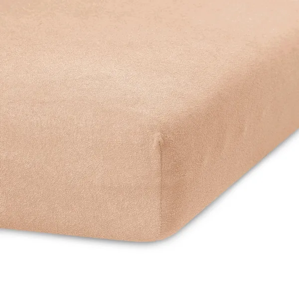 Froté prestieradlo s gumou AmeliaHome Ruby tmavobéžové, veľkosť 120-140x200