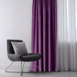 Záves AmeliaHome Velvet s priechodkami slivkový, veľkosť 140x245