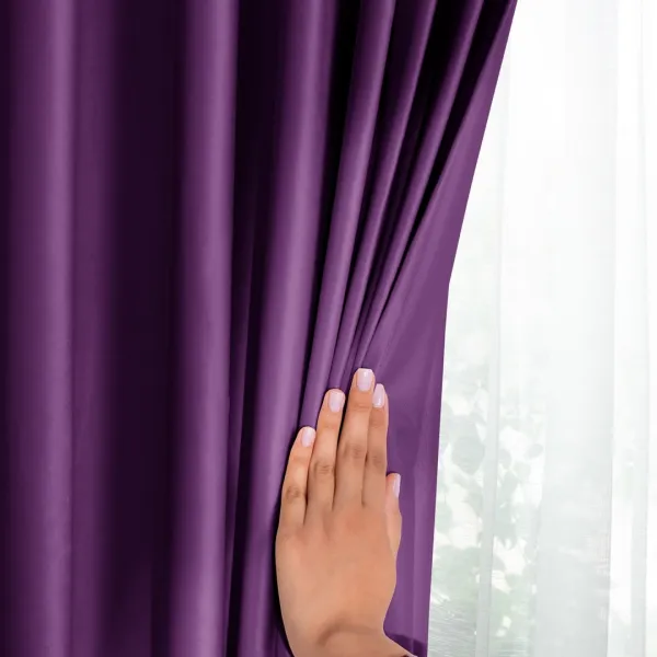 Záves AmeliaHome Velvet s priechodkami slivkový, veľkosť 140x245