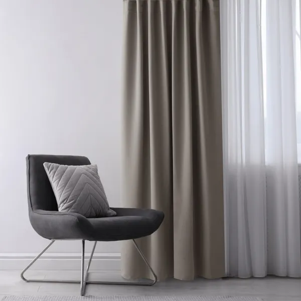 Záves AmeliaHome Blackout s multifunkčnou páskou béžový, veľkosť 140x175