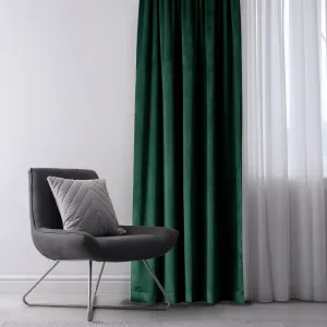 Záves AmeliaHome Velvet s priechodkami tmavozelený, veľkosť 140x270