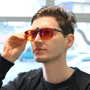 Oranžové klipy na okuliare blokujúce modré svetlo