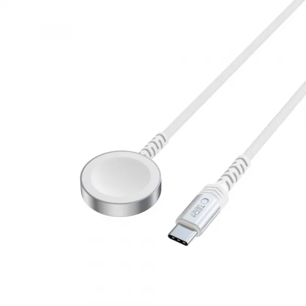 Tech-Protect UltraBoost MC01 Magnetický nabíjací kábel pre Apple Watch - USB-C, 1,2 m, biely