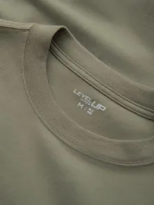 Klasické pánske tričko s dlhým rukávom khaki