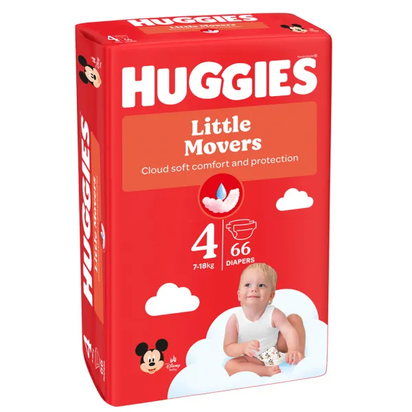 HUGGIES® Plienky jednorázové Little Movers 4 (7-18 kg) 66 ks
