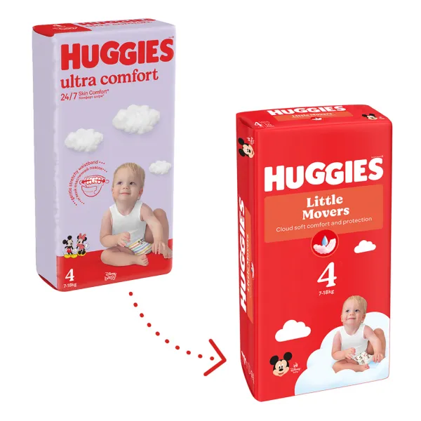 HUGGIES® Plienky jednorázové Little Movers 4 (7-18 kg) 66 ks