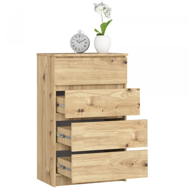 Ak furniture Komoda Kuba 60 cm - 4 zásuvky dub artisan