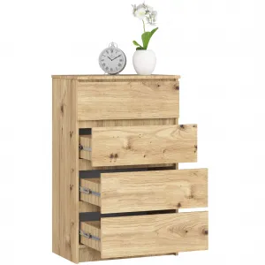 Ak furniture Komoda Kuba 60 cm - 4 zásuvky dub artisan