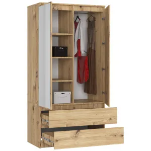 Ak furniture Šatníková skriňa Tesi S90 s dvoma zrkadlami dub artisan