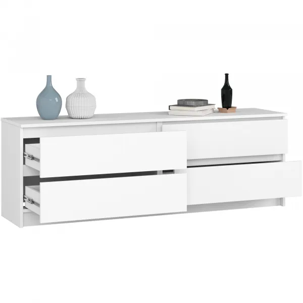 Ak furniture KOMODA Kuba 160 cm - 4 šuplíky - biela