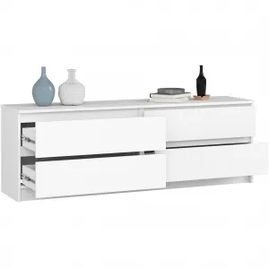 Ak furniture KOMODA Kuba 160 cm - 4 šuplíky - biela