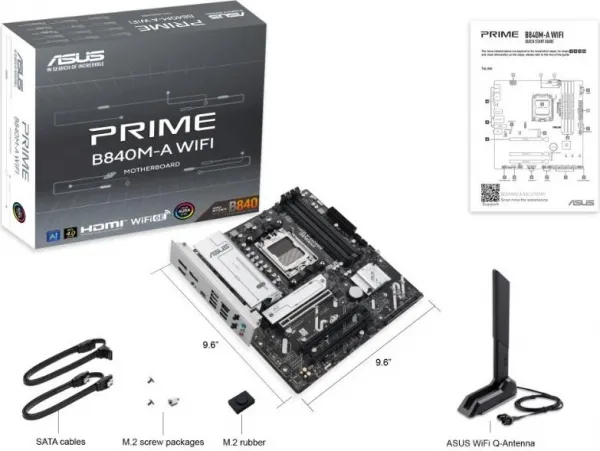 ASUS MB Sc AM5 PRIME B840M-A WIFI, AMD B840, 4xDDR5, 2xDP, 1xHDMI, WiFi, mATX