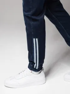 Pánske rifľové joggery s pásmi tmavo modré