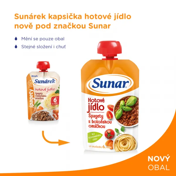 Sunárek hotové jedlo špagety s boloňskou omáčkou 120 g,SUNAR Kapsička Hotové jedlo Špagety s boloňskou omáčkou 120 g