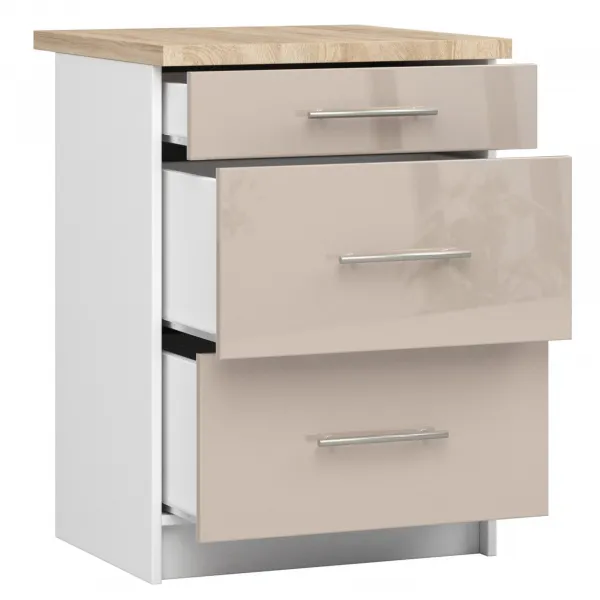 Ak furniture Kuchyňská skříňka Olivie S 60 cm 3S bílá/cappuccino