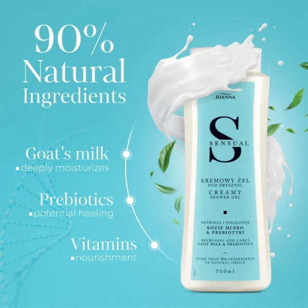 Joanna Sensual Creamy Shower Gel sprchový gél Goat Milk & Prebiotics 500 ml