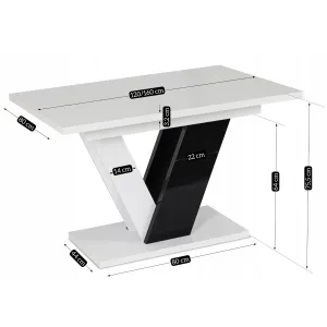 JAKS Jedálenský stôl Clark 120 cm čierno biely gloss glamour
