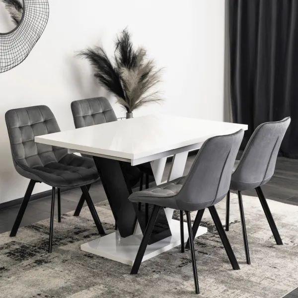 JAKS Jedálenský stôl Clark 120 cm čierno biely gloss glamour