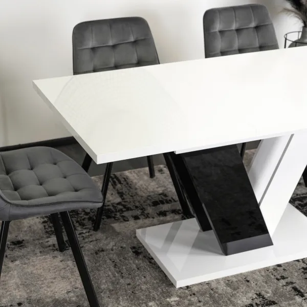 JAKS Jedálenský stôl Clark 120 cm čierno biely gloss glamour