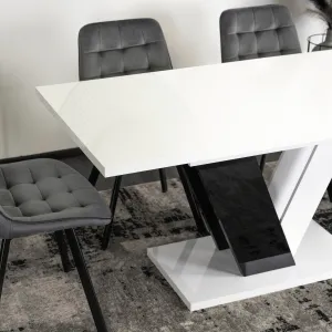 JAKS Jedálenský stôl Clark 120 cm čierno biely gloss glamour