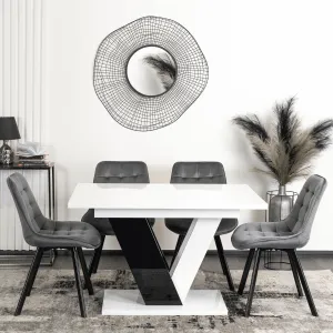 JAKS Jedálenský stôl Clark 120 cm čierno biely gloss glamour