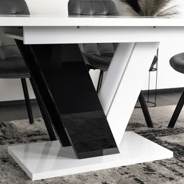 JAKS Jedálenský stôl Clark 120 cm čierno biely gloss glamour