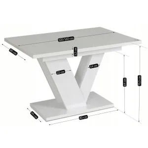 JAKS Jedálenský stôl Clark 120 cm biely gloss glamour